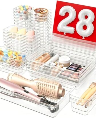 A-LuGei 【Military Grade】 Drawer Organizer for Vanity Bathroom Makeup Desk