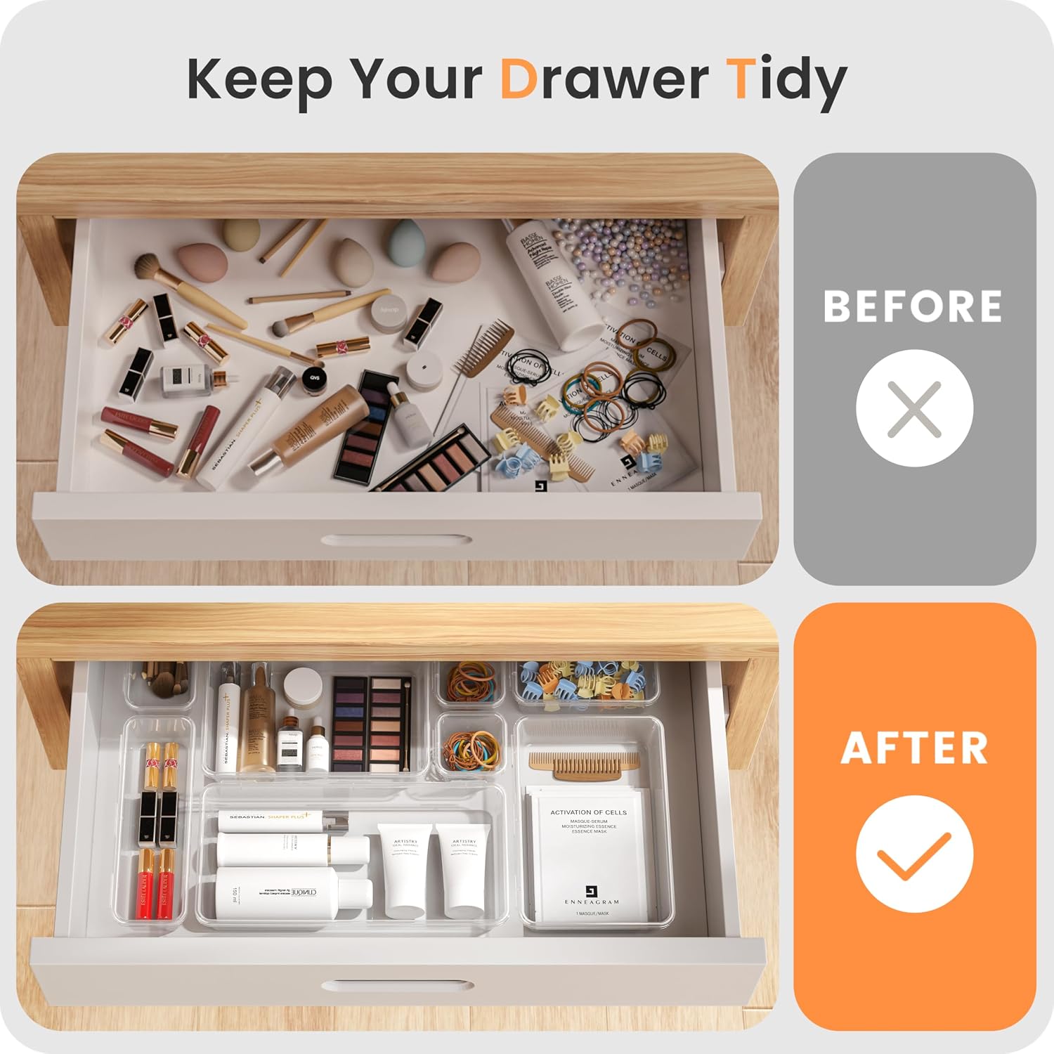 A-LuGei 【Military Grade】 Drawer Organizer for Vanity Bathroom Makeup Desk - Image 7