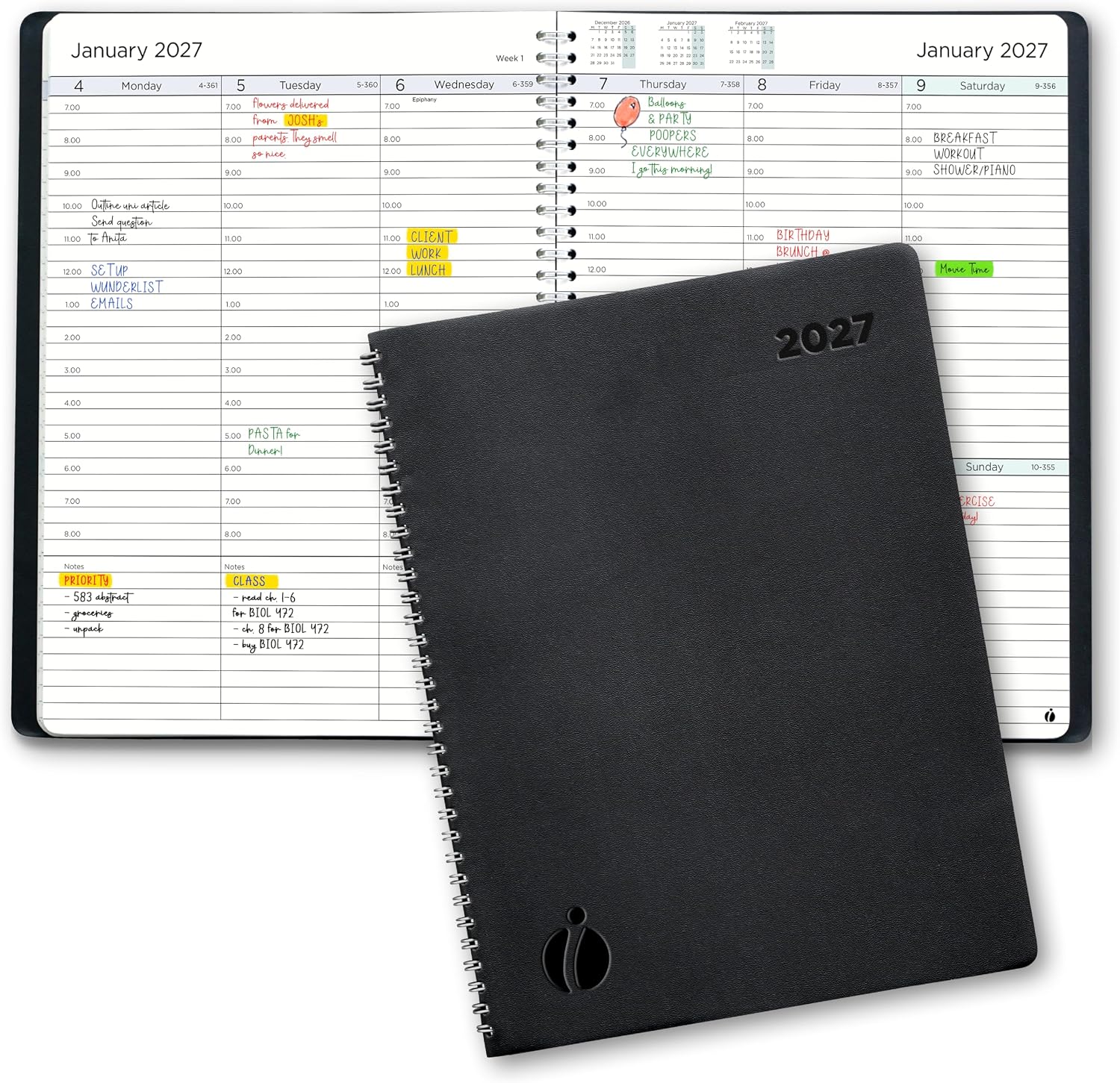 Inamio 2027 Planner Weekly and Monthly – Hourly Appointment Book, 8.5 x 11