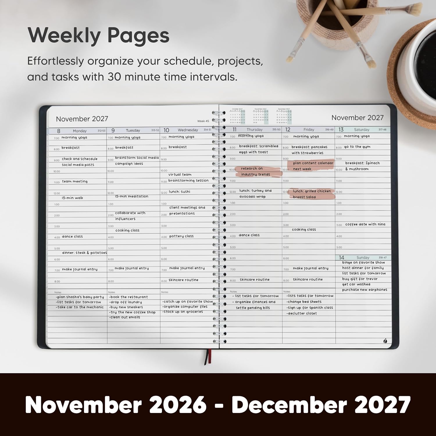 Inamio 2027 Planner Weekly and Monthly – Hourly Appointment Book, 8.5 x 11 - Image 2