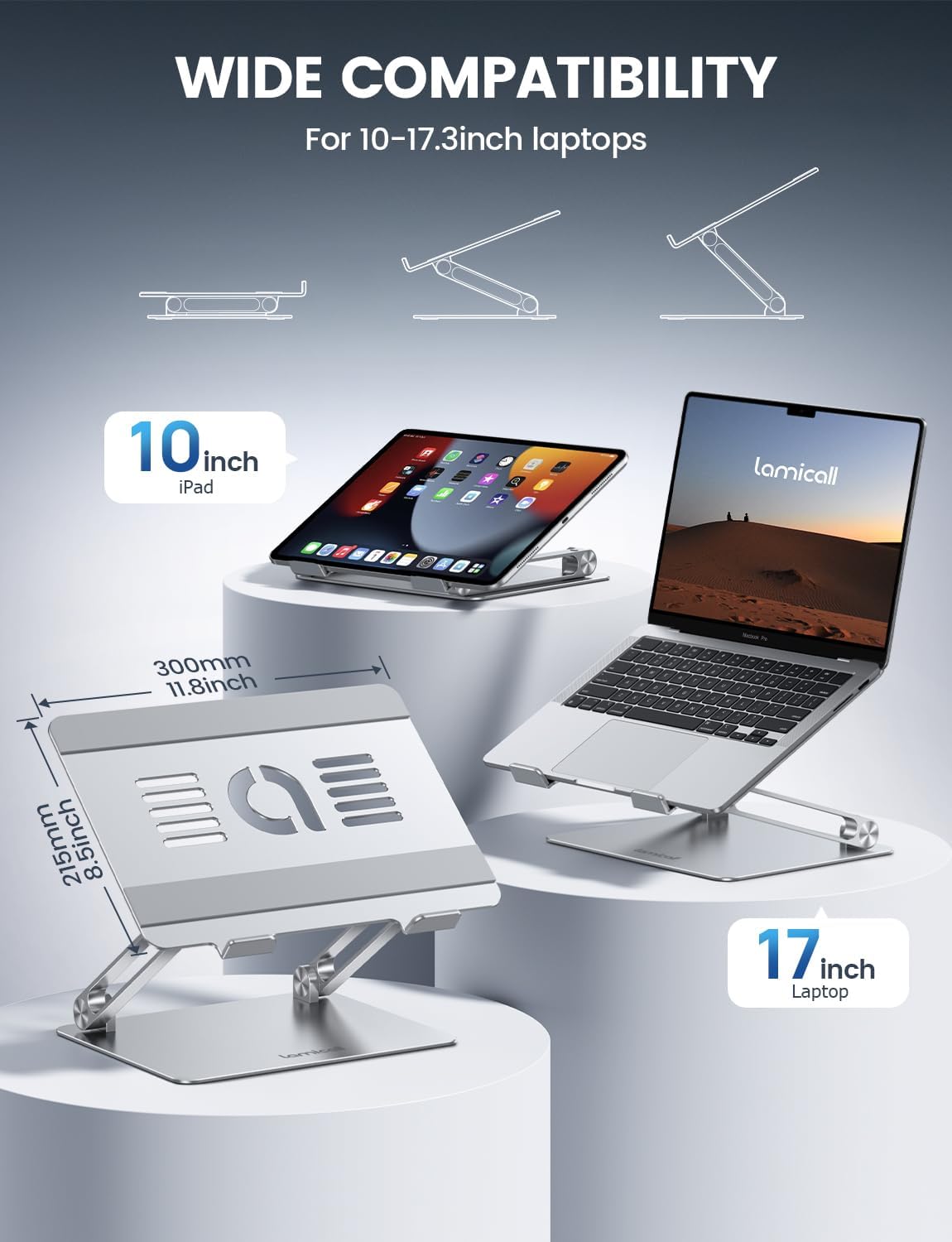 Lamicall Aluminum Laptop Stand for Desk for MacBook Air Pro Neo 10-17.3'' - Image 2