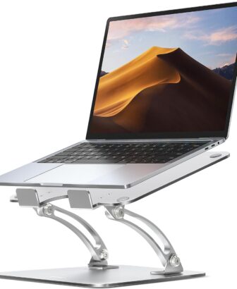 Nulaxy Ergonomic Adjustable Laptop Stand for Desk, Dual Foldable Computer Riser with Advanced Heat-Vent, Heavy-Duty Portable Notebook Holder for Posture Correction, Compatible with Mac 10-16" Laptops