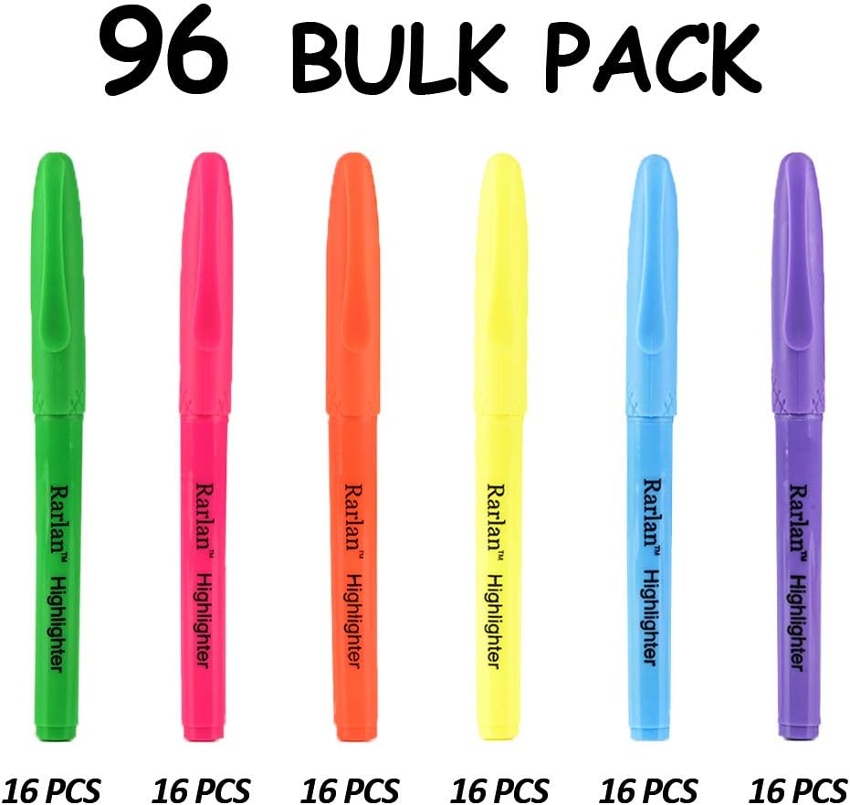 Rarlan Highlighters, Chisel Tip, Assorted Fluorescent, 96 Count Bulk Pack - Image 2
